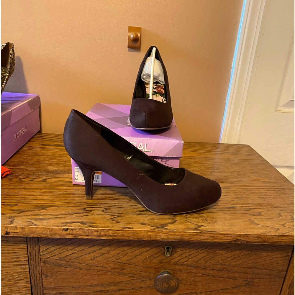 Dark brown suede pumps size 11